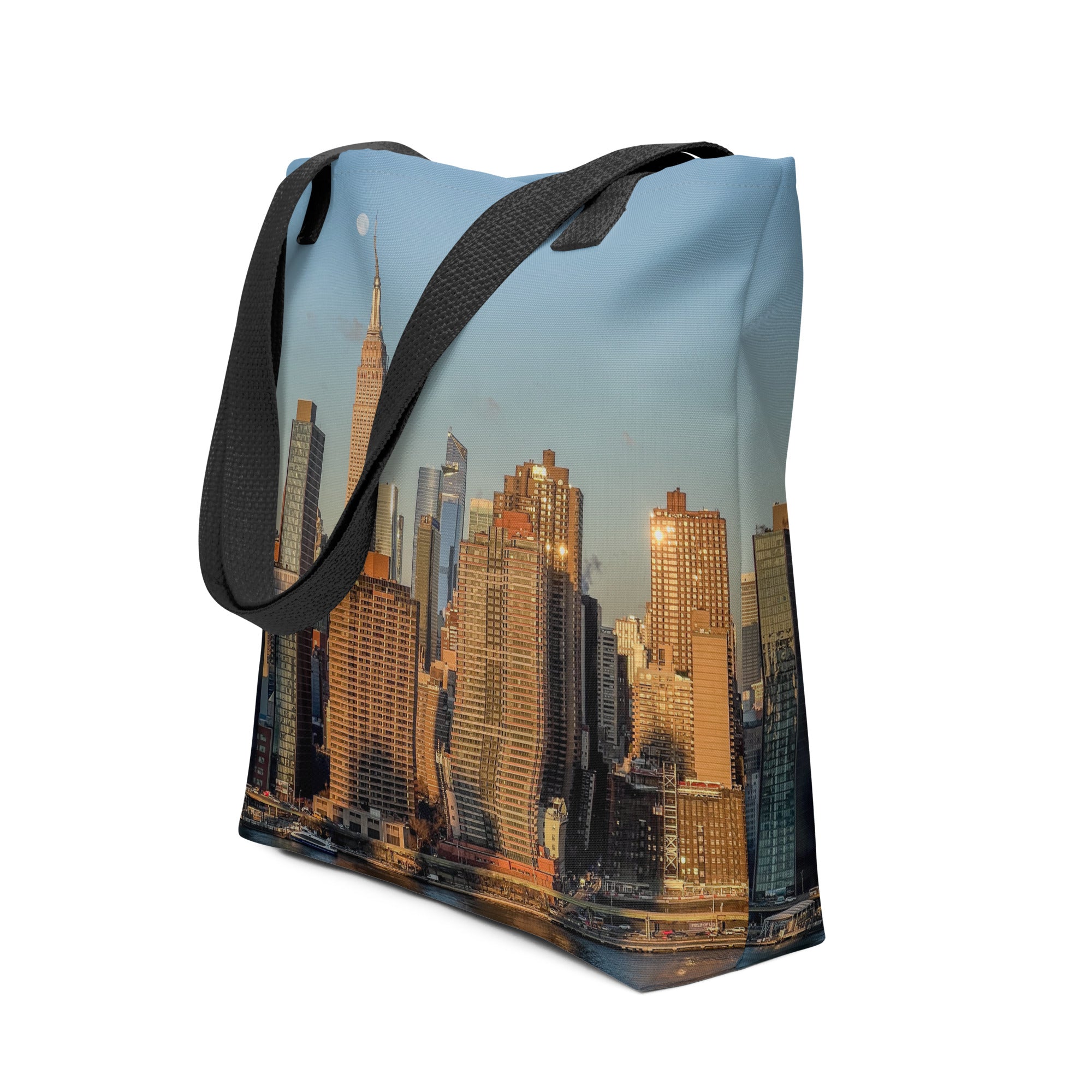 NYC Morning Skyline Tote Bag — Empire State Building & Moonset