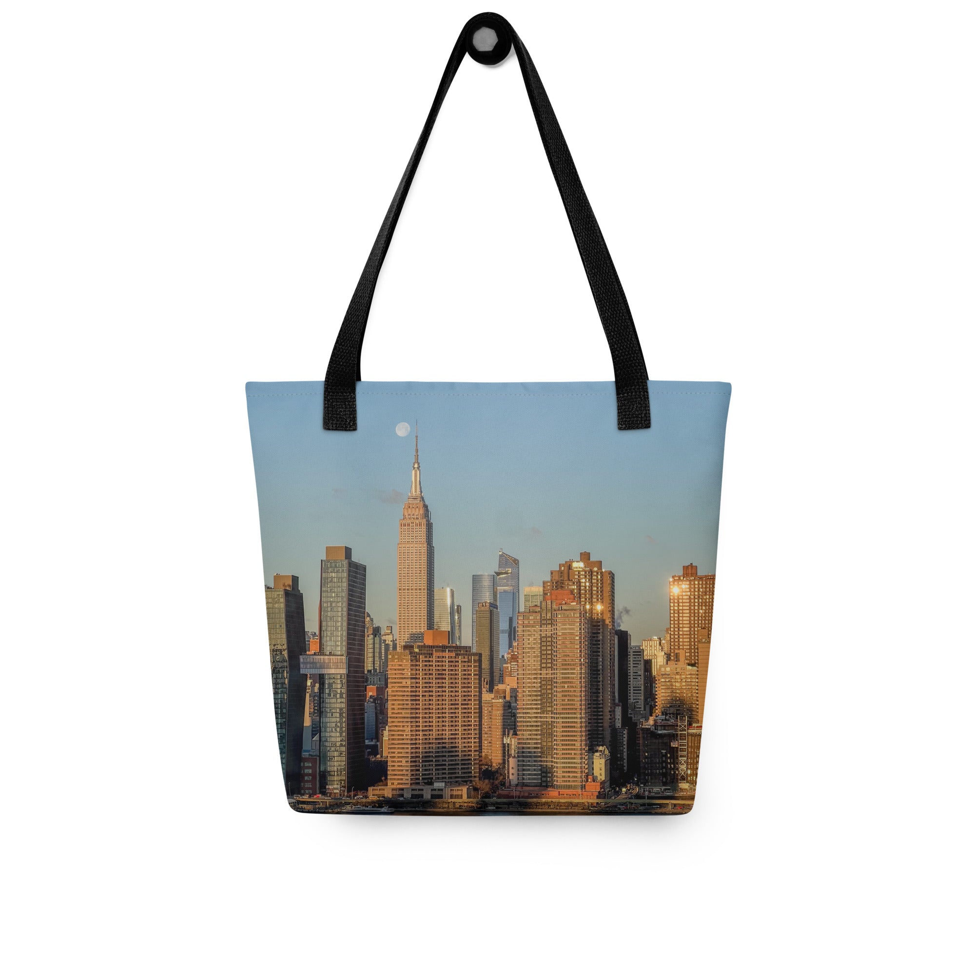 NYC Morning Skyline Tote Bag — Empire State Building & Moonset