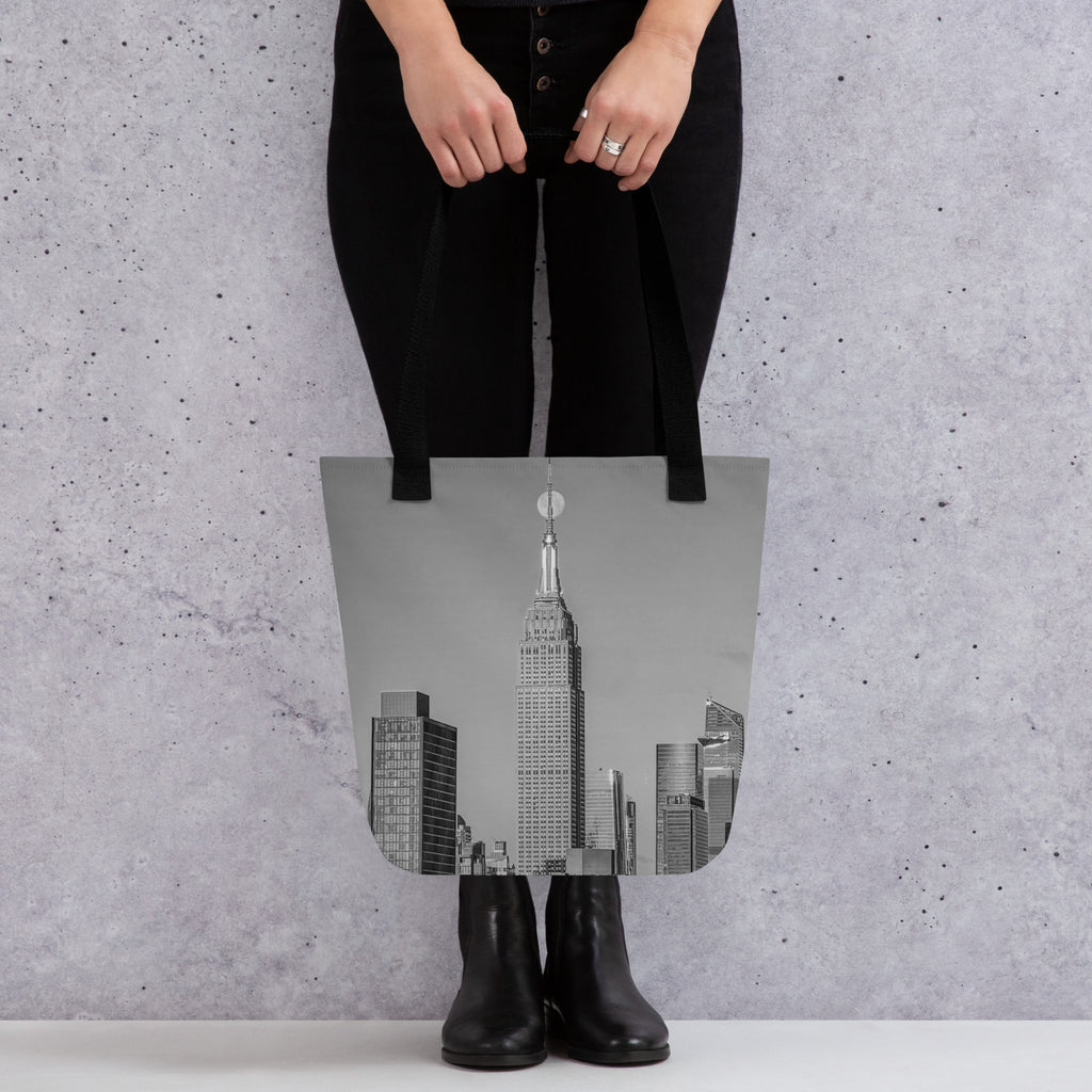 Empire States Moon Tote Bag  — Black & White Edition