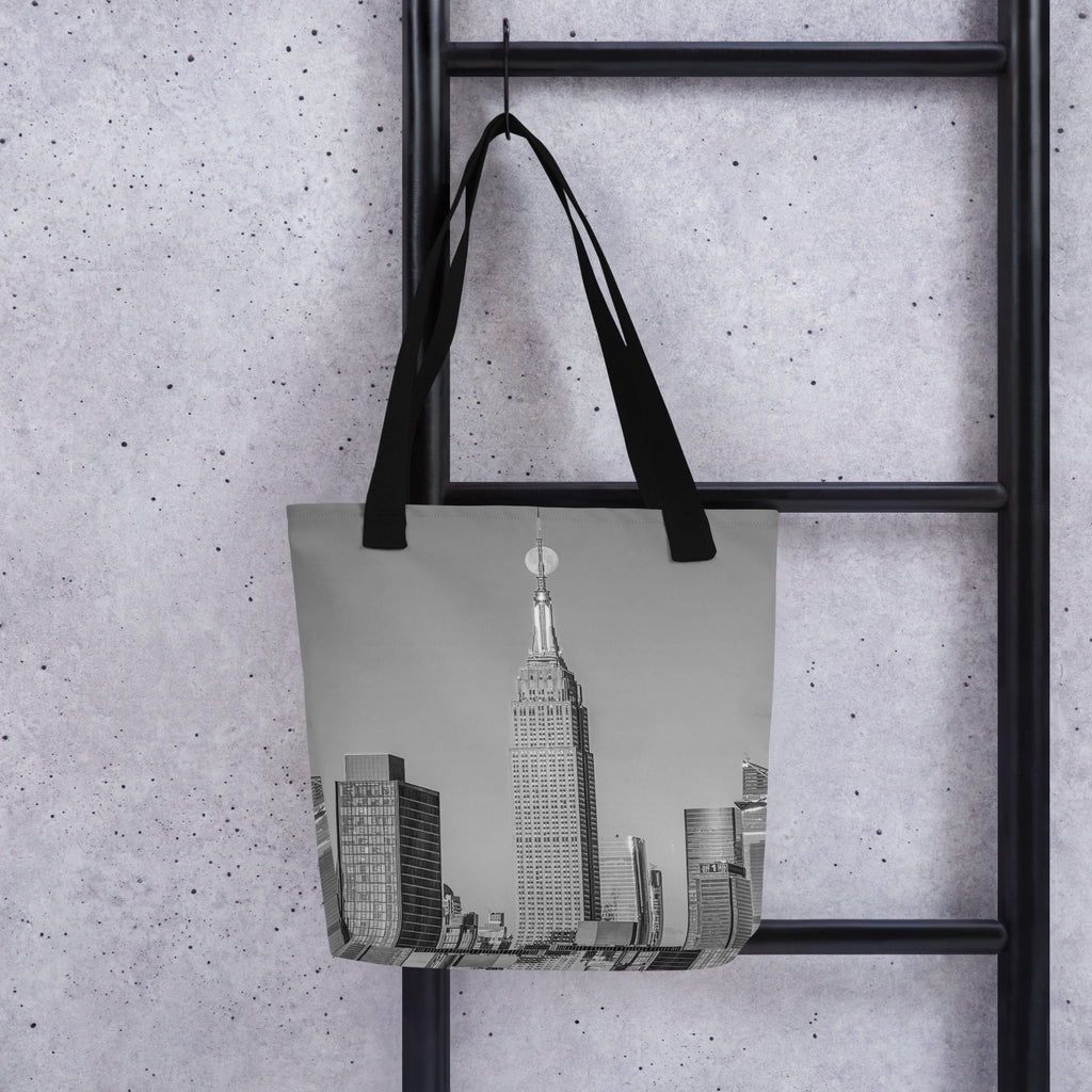 Empire States Moon Tote Bag  — Black & White Edition