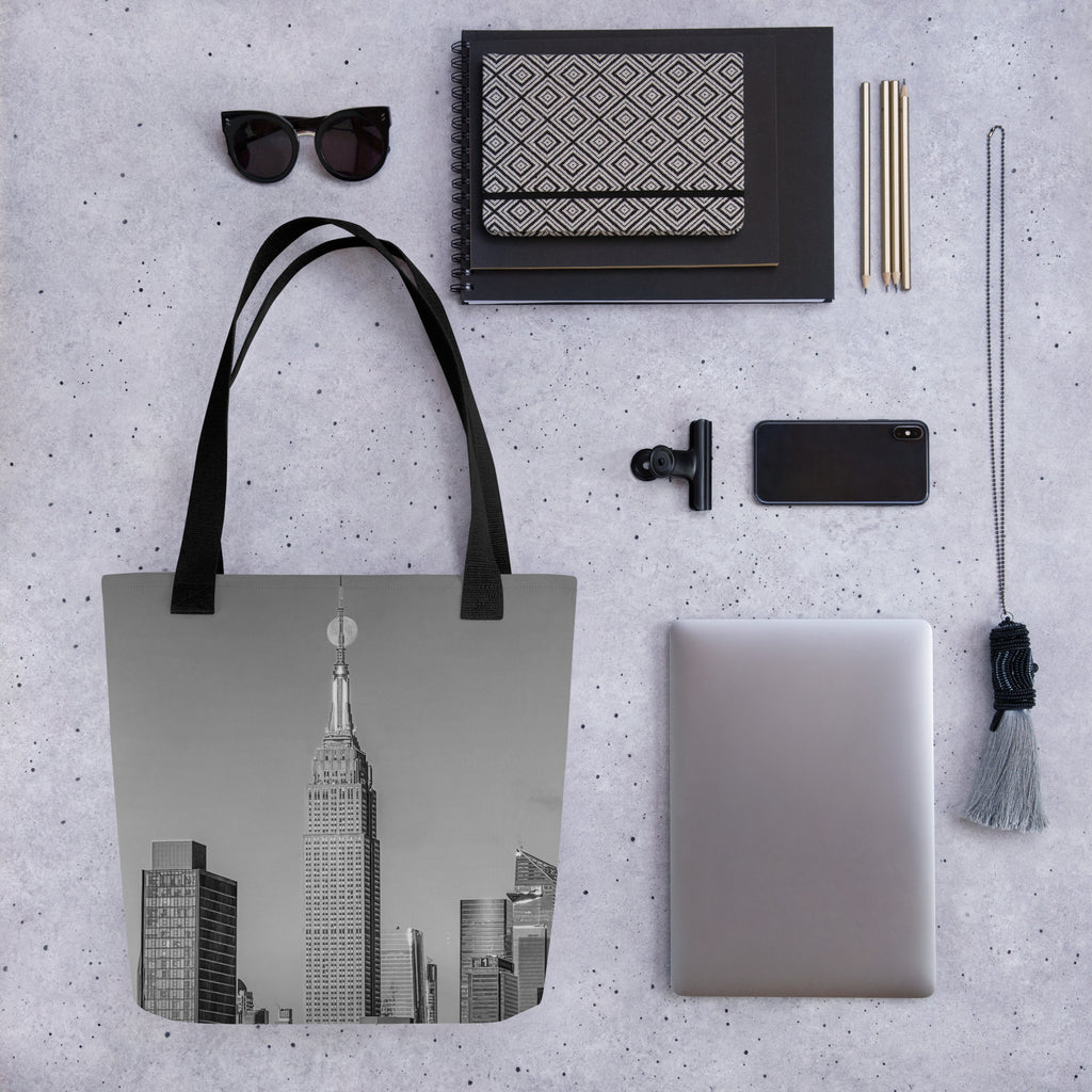 Empire States Moon Tote Bag  — Black & White Edition