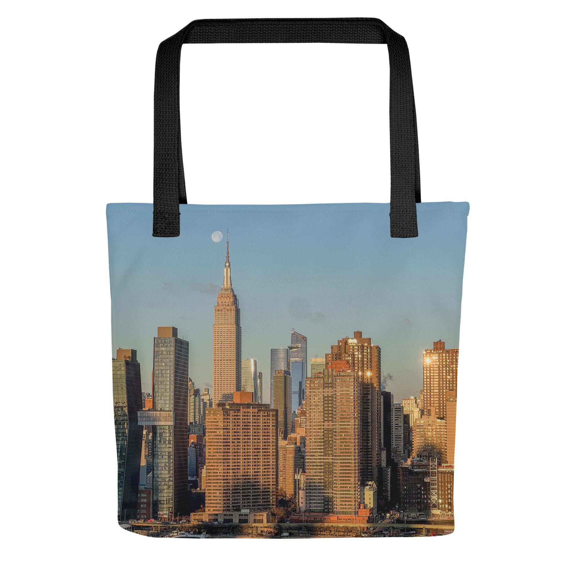 NYC Morning Skyline Tote Bag — Empire State Building & Moonset