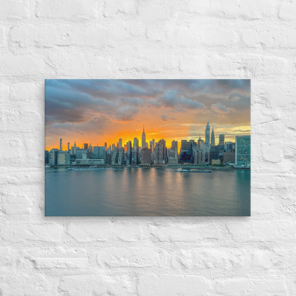 NYC Sunset Skyline — Golden Hour Canvas Print