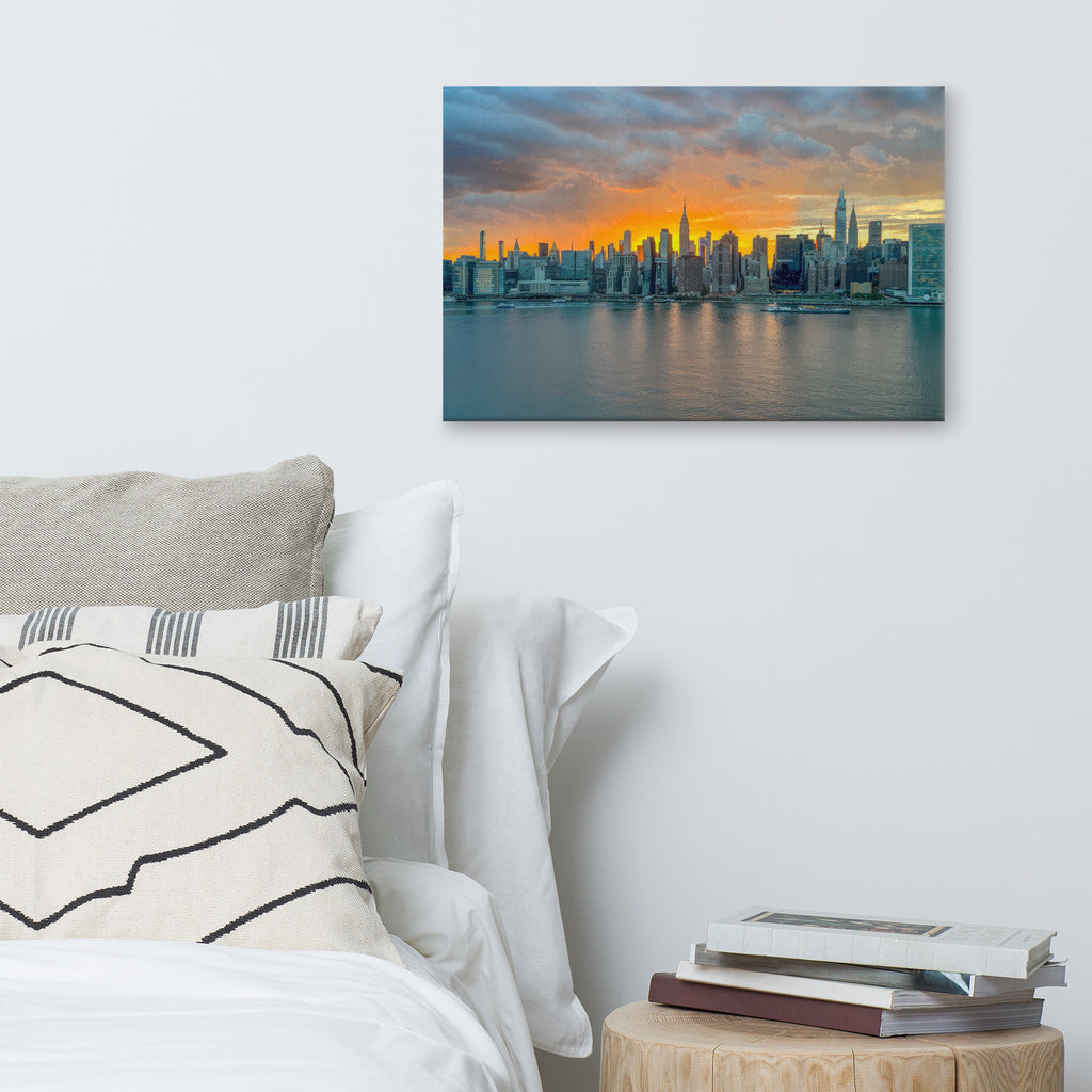 NYC Sunset Skyline — Golden Hour Canvas Print