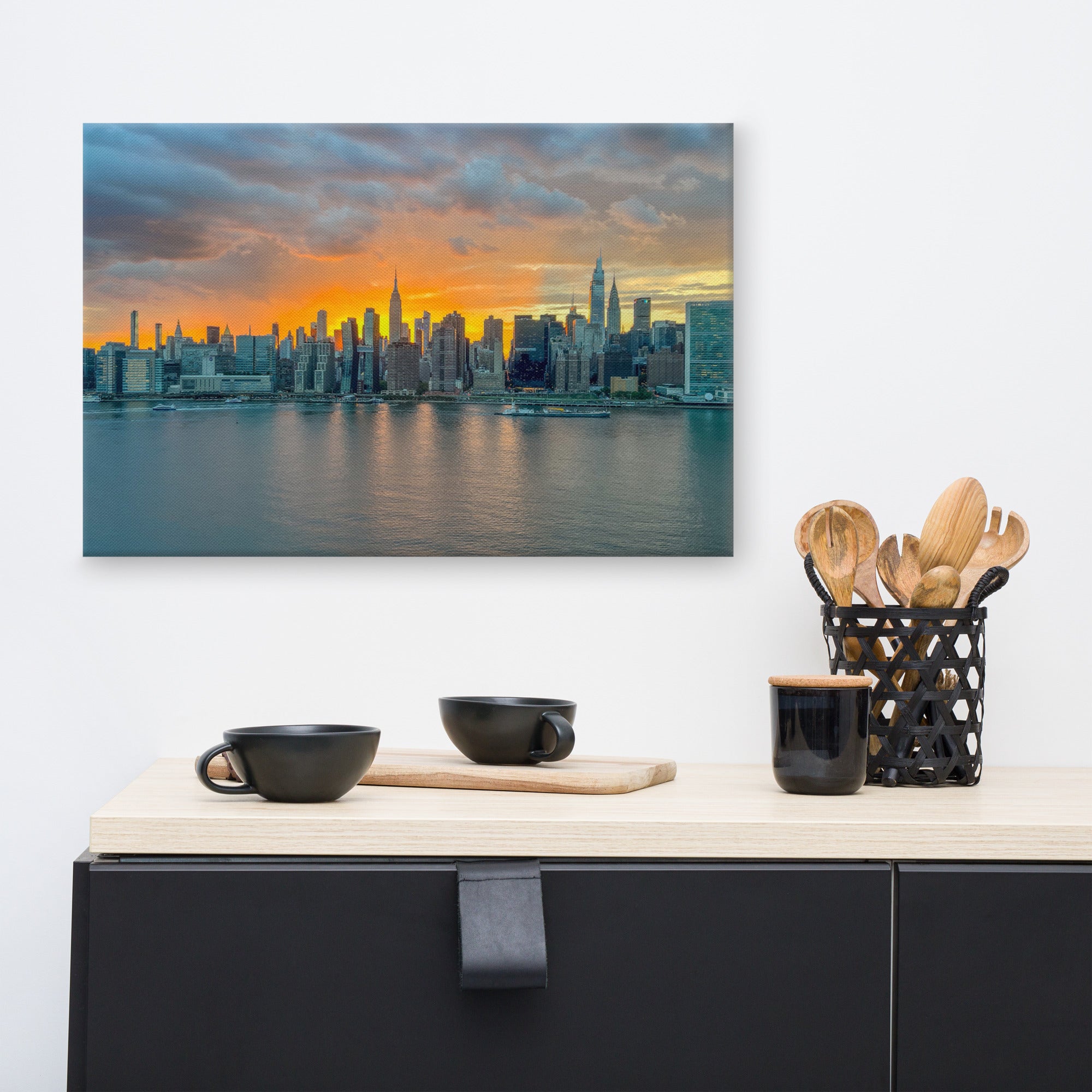 NYC Sunset Skyline — Golden Hour Canvas Print