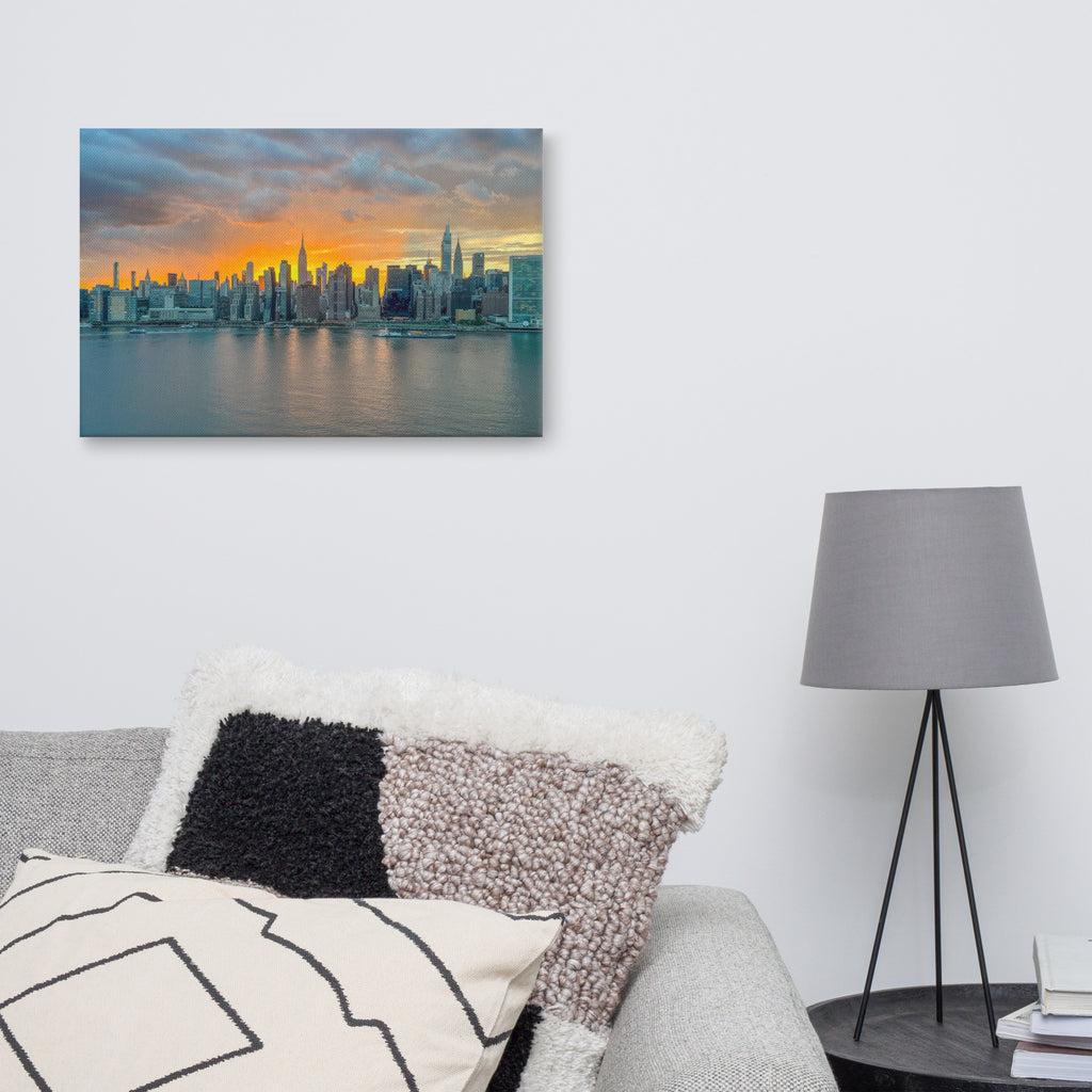 NYC Sunset Skyline — Golden Hour Canvas Print
