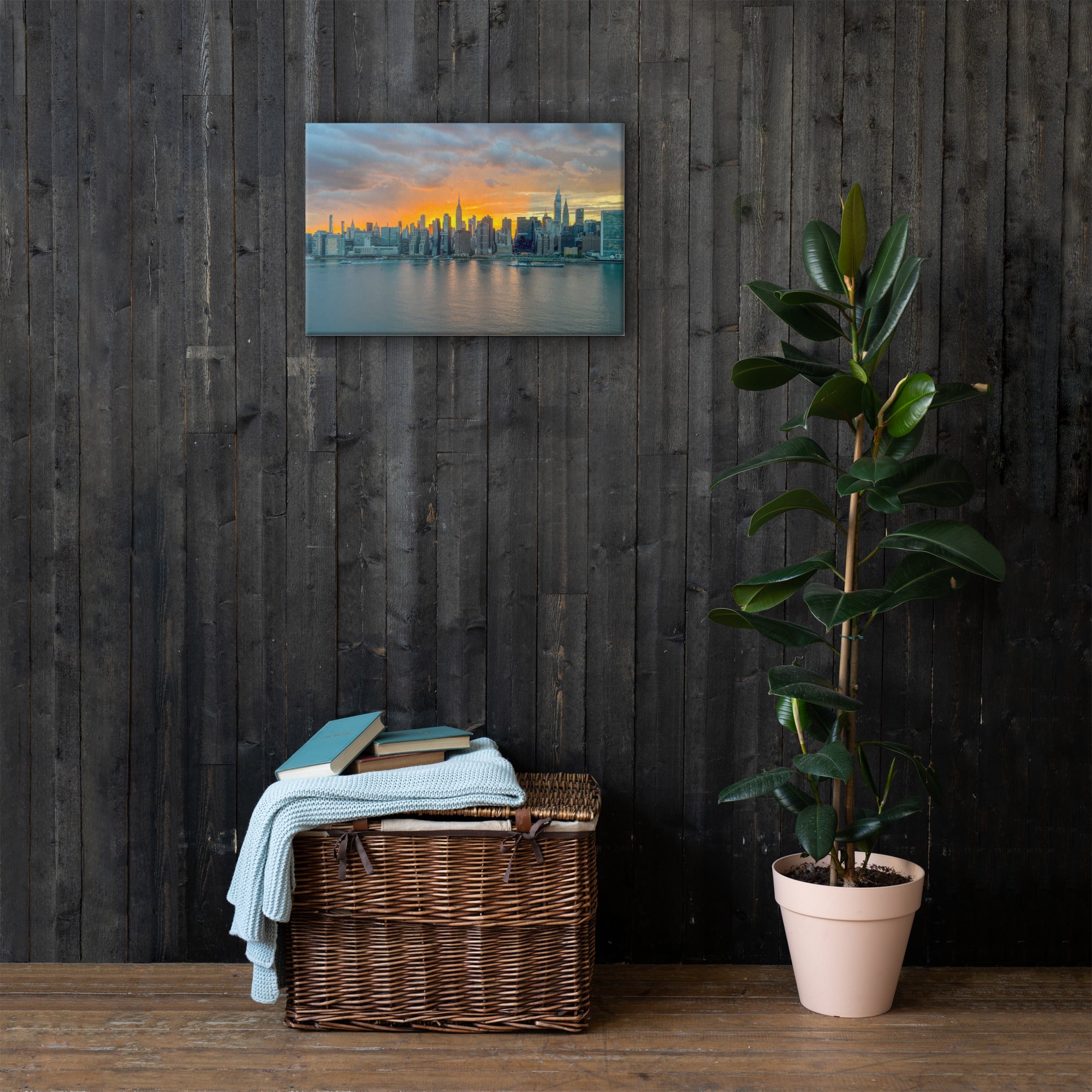 NYC Sunset Skyline — Golden Hour Canvas Print