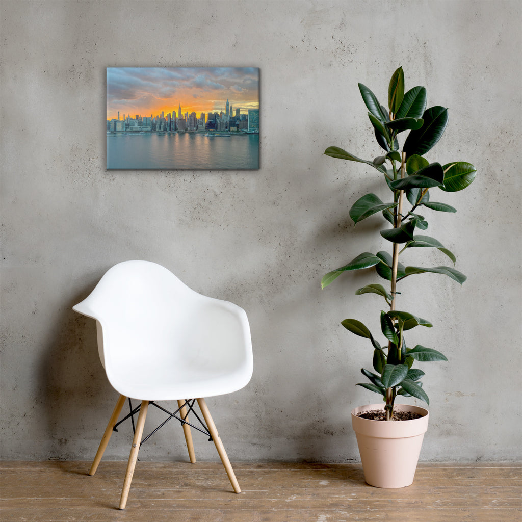NYC Sunset Skyline — Golden Hour Canvas Print