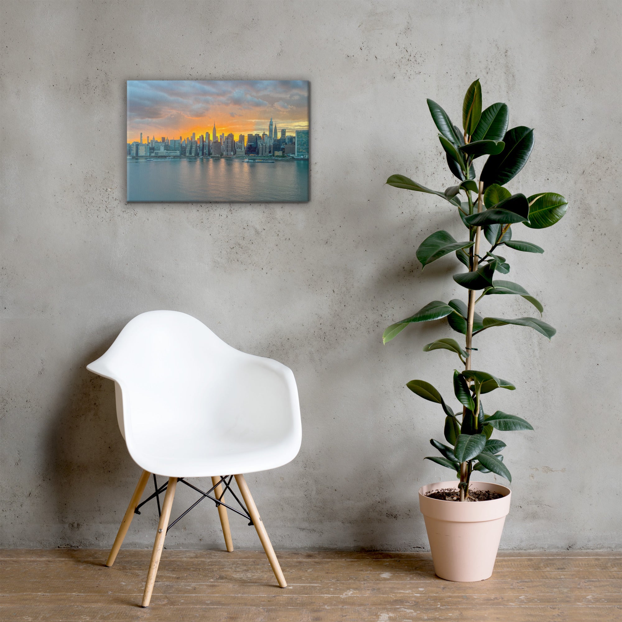 NYC Sunset Skyline — Golden Hour Canvas Print