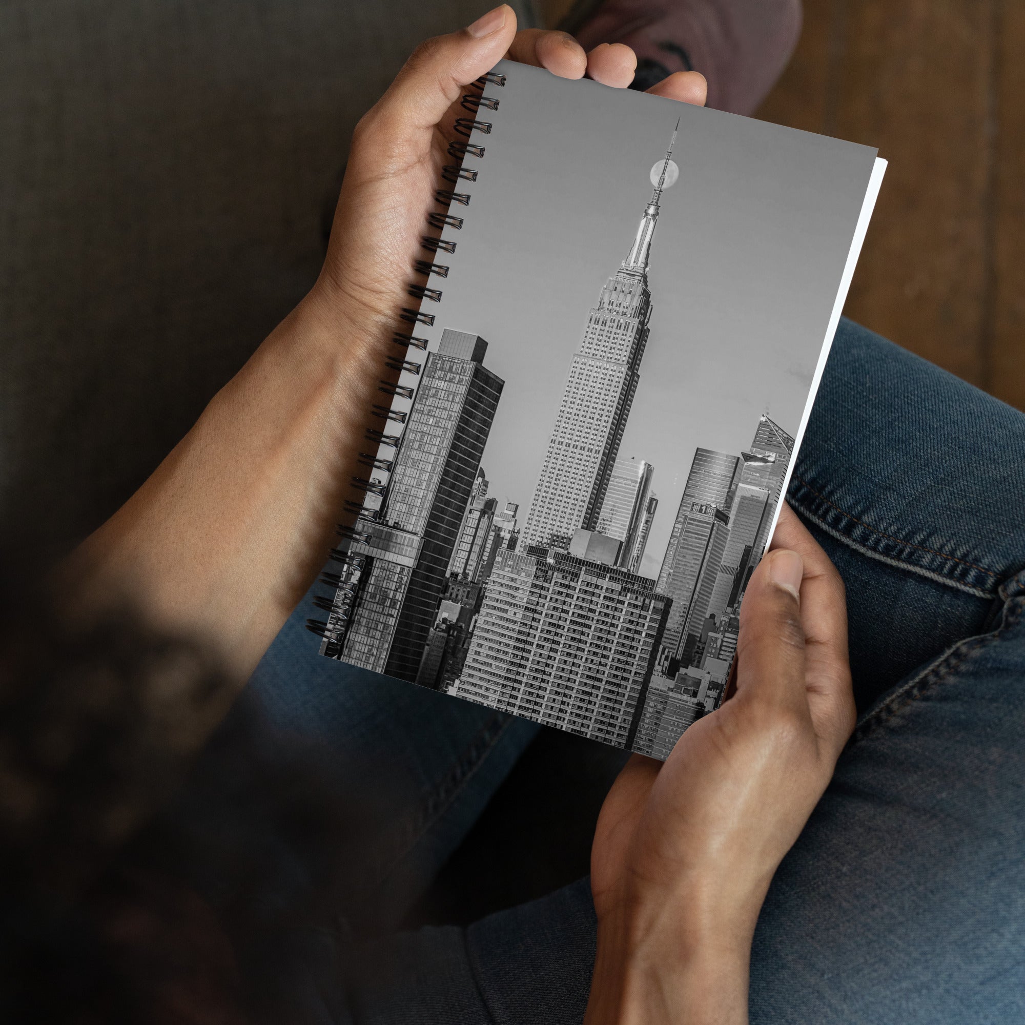 EmpireStates Moon Spiral Notebook — Black & White Edition