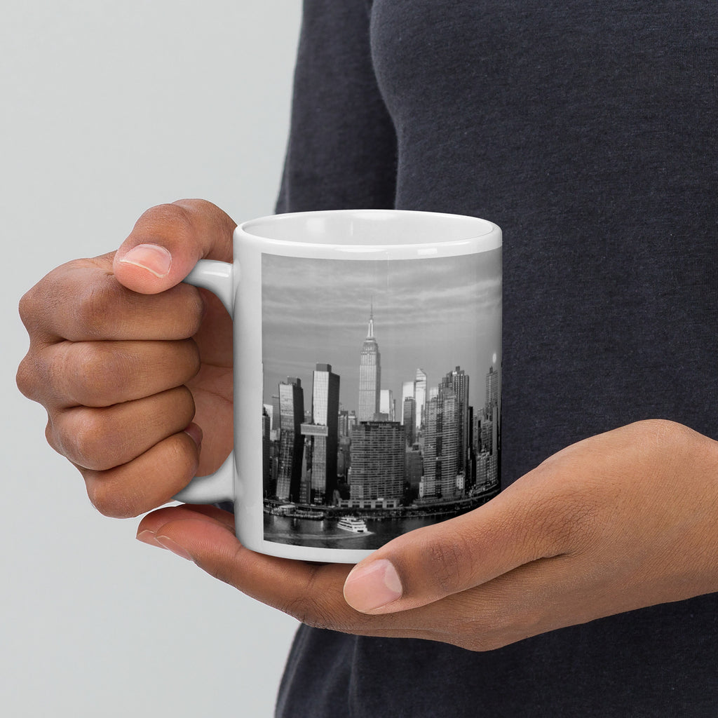 Moonset Manhattan Coffee Mug — Black & White Edition